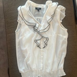 EUC AGB ruffled blouse off white size small